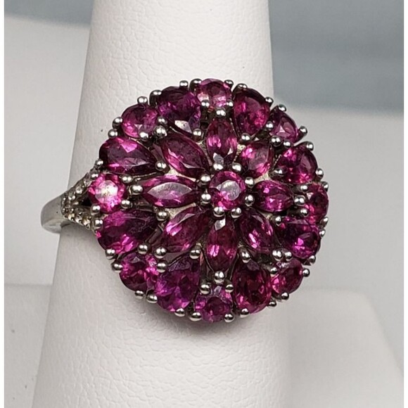 DJoy Signed 925 Sterling Silver Purplish Pink Rhodolite Garnet Ring Size 8.25 - Picture 4 of 16